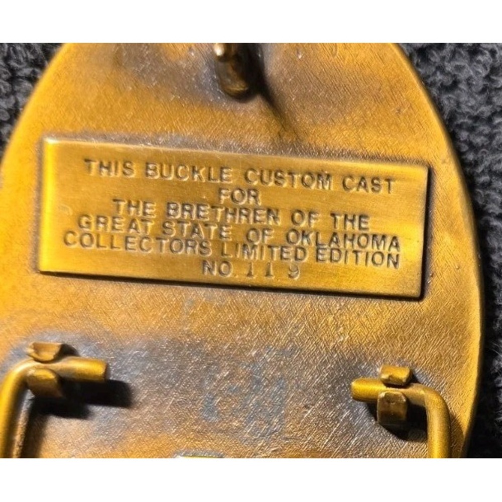 Creative Casting Belt Buckle Masonic Oklahoma AF&AM Collectors #119 - Picture 3 of 6